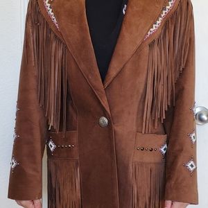 West of Santa Fe Fringed Beaded Leather Jacket